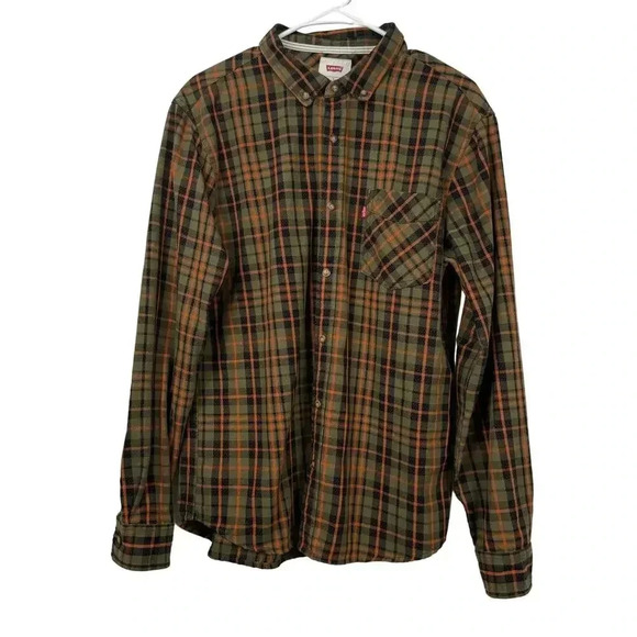 Levis Plaid L/S Button Down Shirt Mens Large Preppy College Casual Fall Levi's - Picture 1 of 9